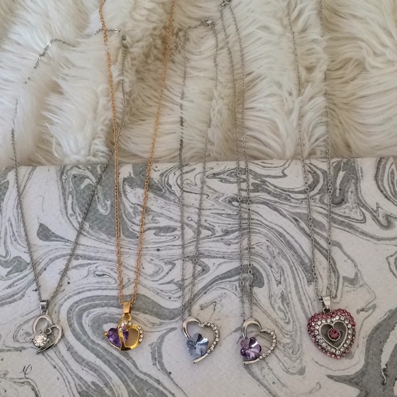 Jewelry - Set of 5 heart necklaces - cute!